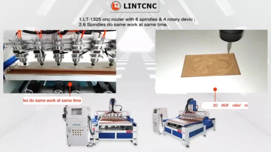 Precio barato High Spindle Factory Supply 1325 CNC Router Máquina de madera Grabado 3D Máquina de carpintería 4 ejes 2030 1325 CNC Router para corte Grabado Fresado